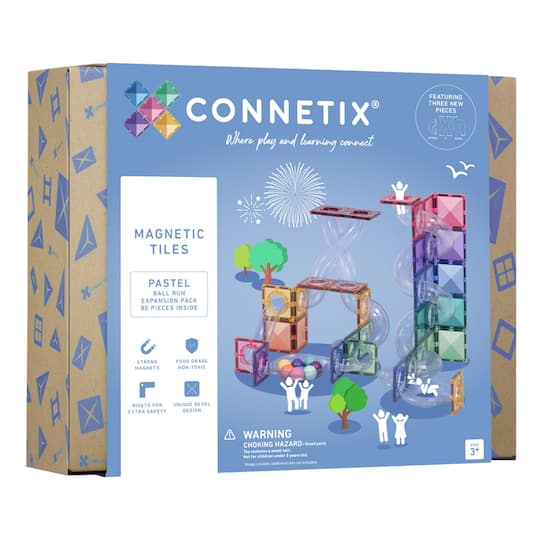 Connetix® Pastel Magnetic Tiles Ball Run Expansion Pack, 80ct.